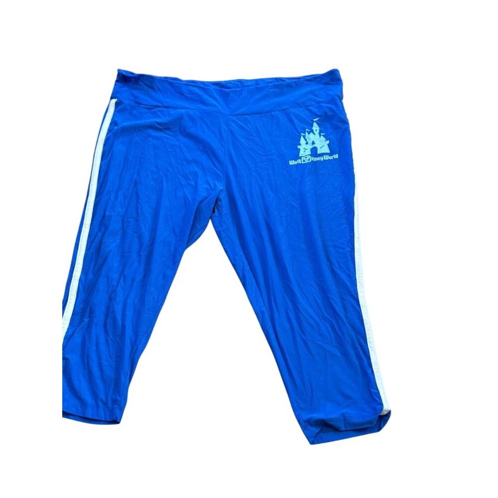 Walt Disney World Crop Legging 2X Blue w White Stripe Castle Logo